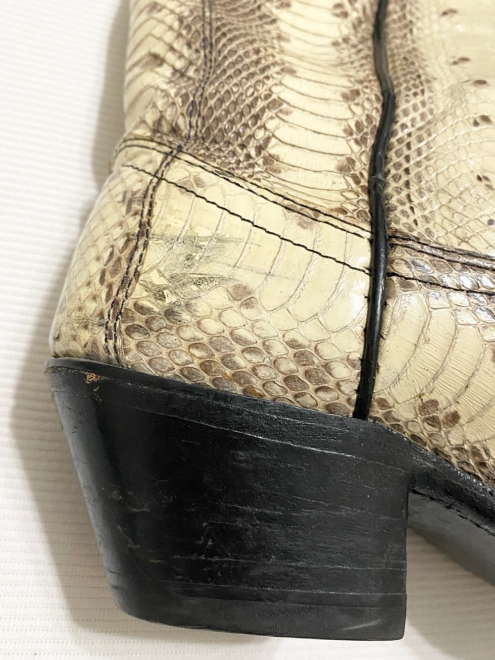 Dan Post Vintage Light Tan Snakeskin Leather Cowboy Boots - Picture 6 of 12